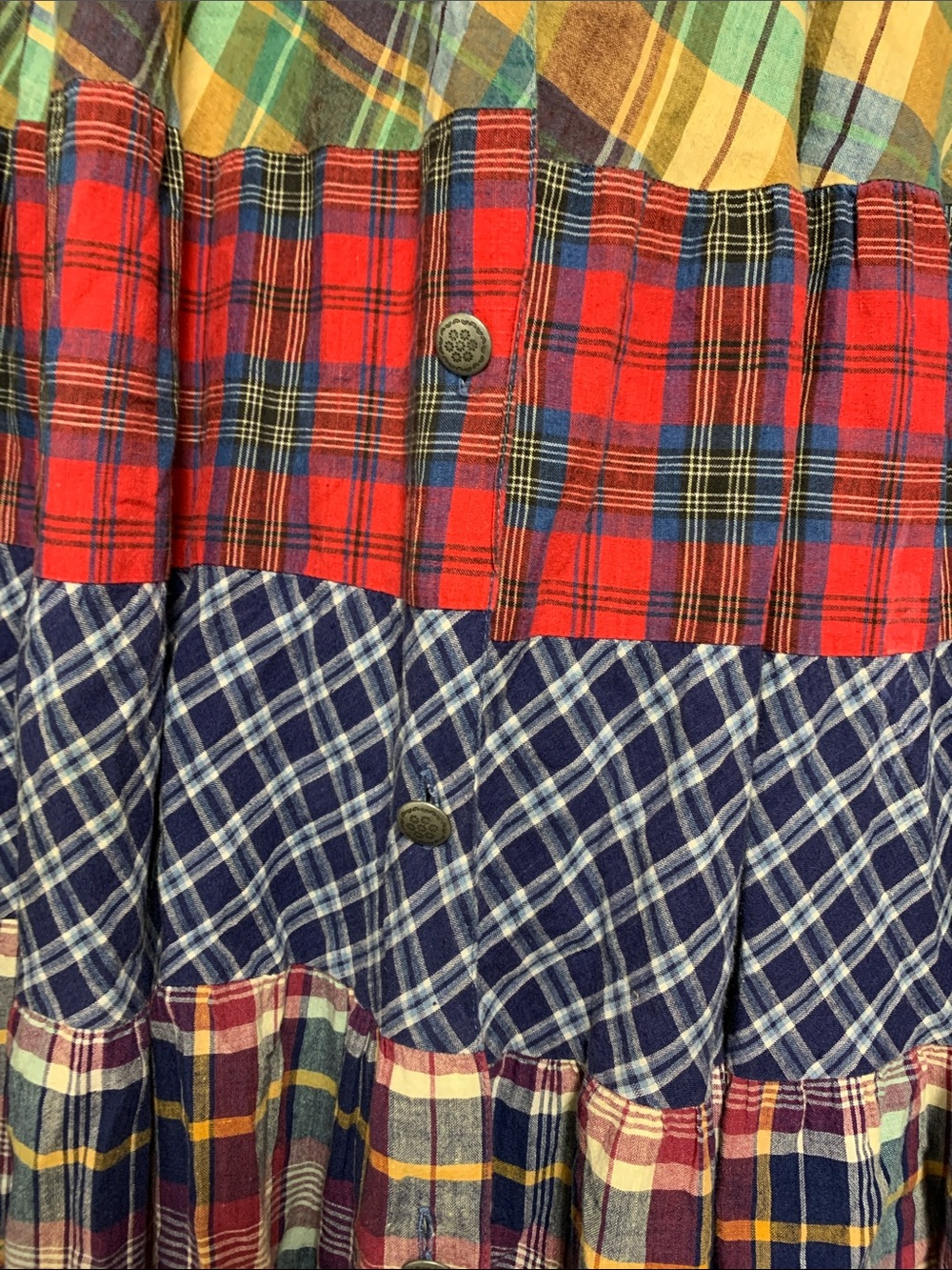 RARE Vintage Carol Little Madras Prairie Western Maxi Swing Tiered Skirt Size 10 - Picture 4 of 5